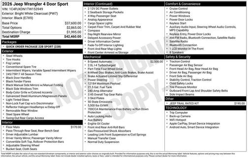 2026 Jeep Wrangler Sport