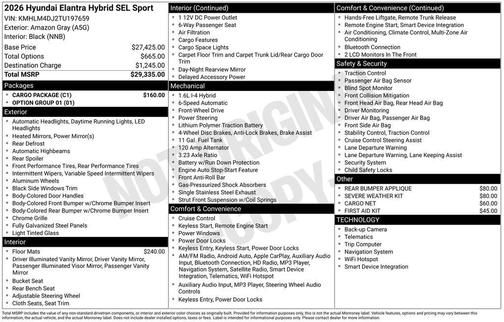 Amazon Gray 2026 Hyundai ELANTRA HEV SEL Sport