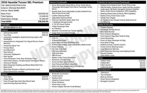 2026 Hyundai TUCSON SEL Convenience