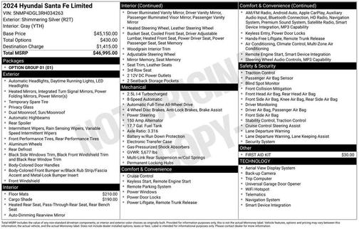 Shimmering Silver 2024 Hyundai SANTA FE Limited