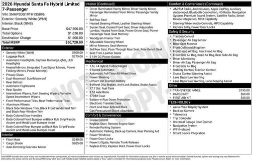 Serenity White 2026 Hyundai SANTA FE Limited