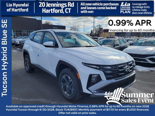 Creamy White Pearl 2026 Hyundai TUCSON Hybrid Blue SE