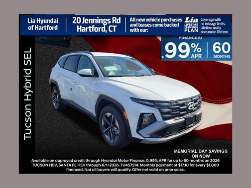 Creamy White Pearl 2026 Hyundai TUCSON Hybrid SEL