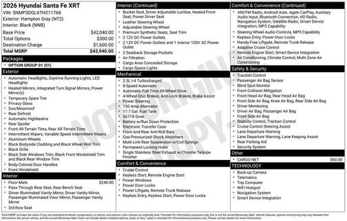 Hampton Gray 2026 Hyundai SANTA FE XRT