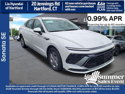 Serenity White 2026 Hyundai SONATA SE