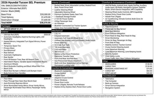 Ultimate Red 2026 Hyundai TUCSON SEL Premium