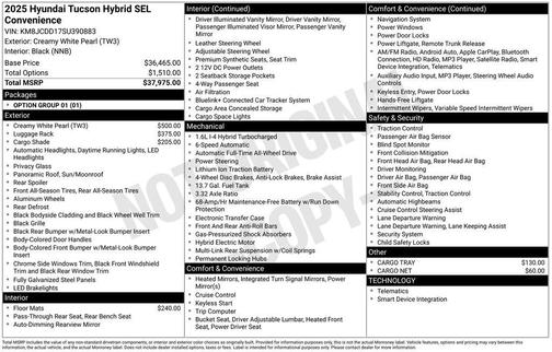 2025 Hyundai TUCSON Hybrid SEL Convenience