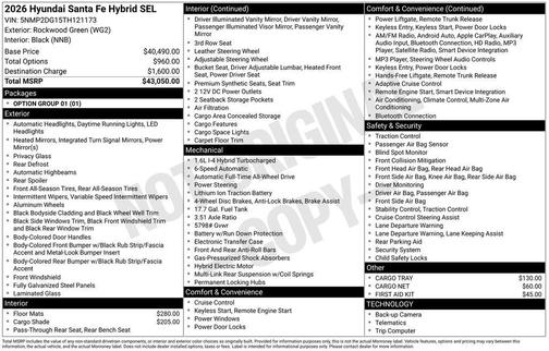 Rockwood Green 2026 Hyundai SANTA FE SEL 2.4