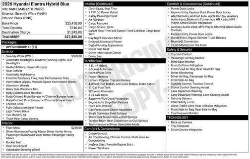 Serenity White 2026 Hyundai ELANTRA HEV Blue