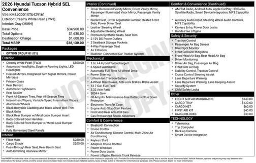2026 Hyundai TUCSON Hybrid SEL Convenience