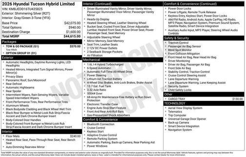 2026 Hyundai TUCSON Hybrid Limited