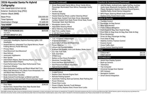 Ecotronic Gray 2026 Hyundai SANTA FE HEV Calligraphy