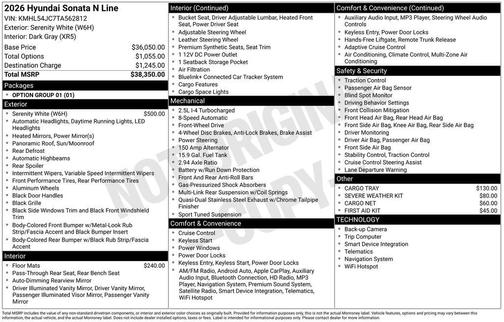 Serenity White 2026 Hyundai SONATA N Line