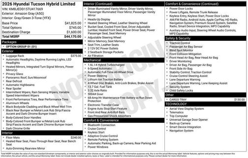 2026 Hyundai TUCSON Hybrid Limited