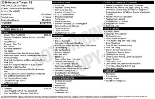 2026 Hyundai TUCSON SE