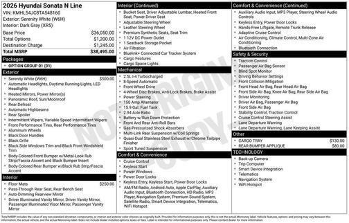 Serenity White 2026 Hyundai SONATA N Line