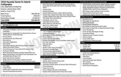 2026 Hyundai SANTA FE HEV Calligraphy