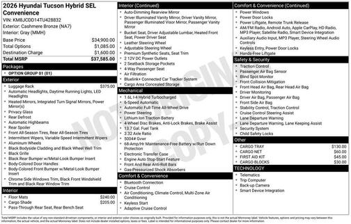 2026 Hyundai TUCSON Hybrid SEL Convenience