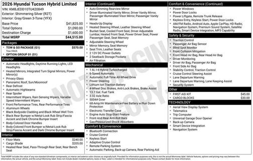 2026 Hyundai TUCSON Hybrid Limited