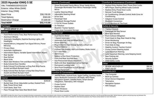 Atlas White 2025 Hyundai IONIQ 5 SE