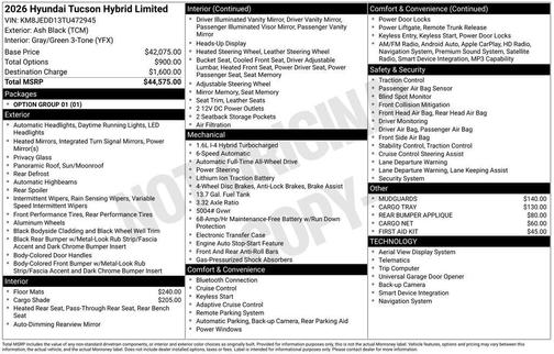 Ash Black 2026 Hyundai TUCSON Hybrid Limited
