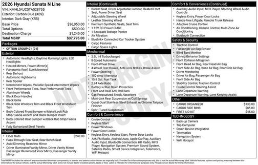 Carbon Blue 2026 Hyundai SONATA N Line