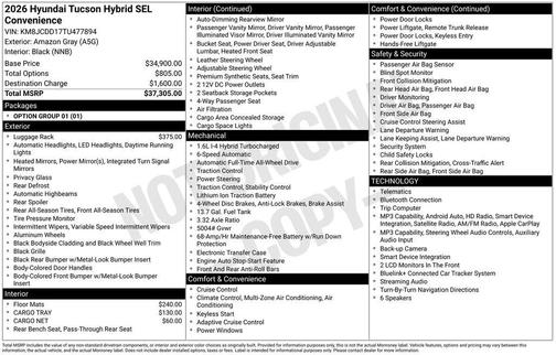 Amazon Gray 2026 Hyundai TUCSON Hybrid SEL Convenience