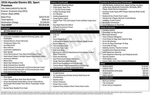 Ecotronic Gray 2026 Hyundai ELANTRA Sport