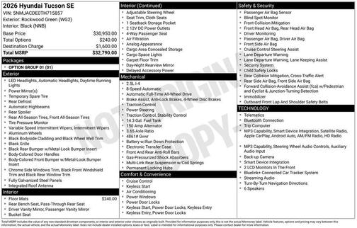 Rockwood Green 2026 Hyundai TUCSON SE