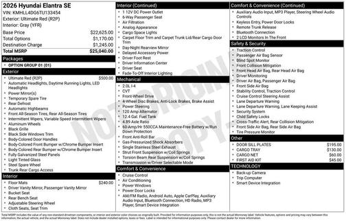 Ultimate Red 2026 Hyundai ELANTRA SE