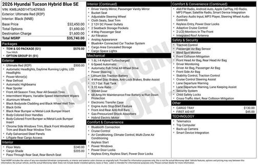 2026 Hyundai TUCSON Hybrid Blue SE