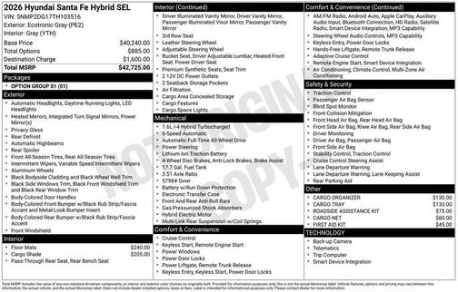 2026 Hyundai SANTA FE SEL 2.4