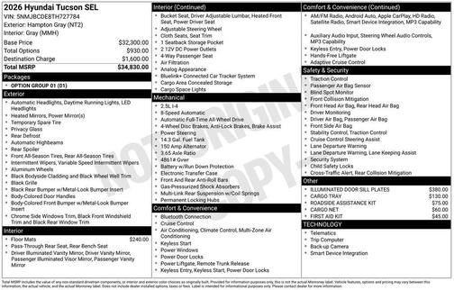 Hampton Gray 2026 Hyundai TUCSON SEL