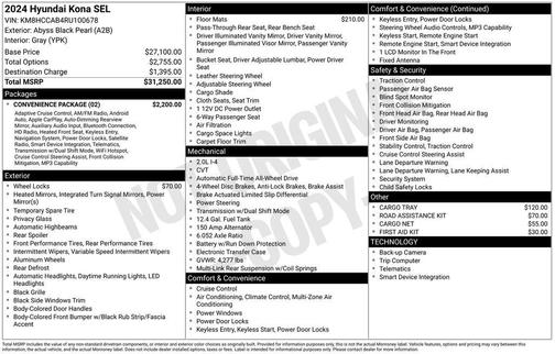 Abyss Black Pearl 2024 Hyundai KONA SEL