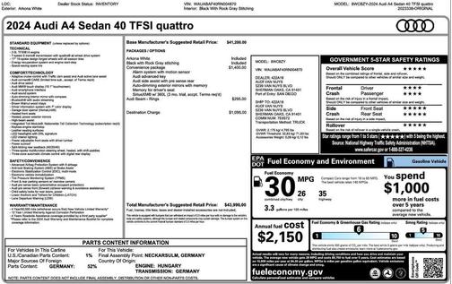 Arkona White 2024 Audi A4 40 Premium