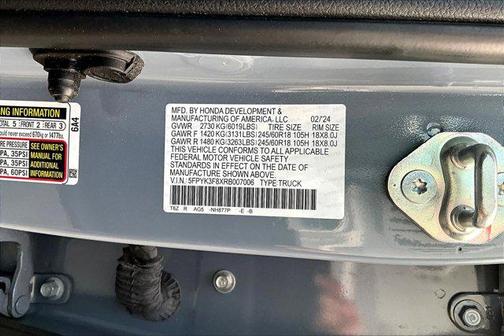 Sonic Gray Pearl 2024 Honda Ridgeline Black