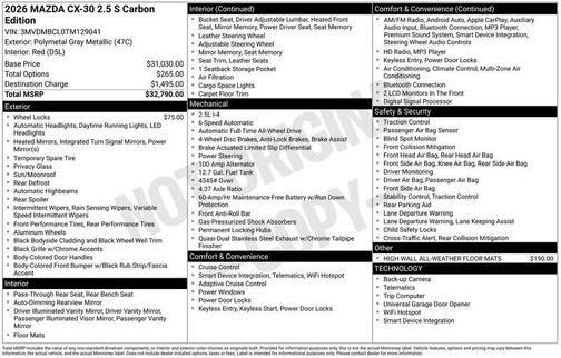 2026 Mazda CX-30 2.5 S Carbon Edition