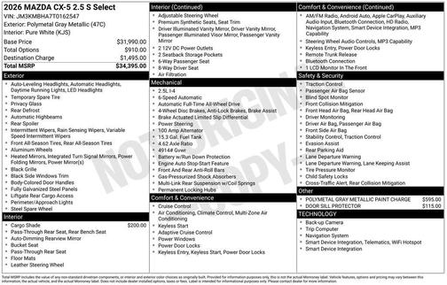 Polymetal Gray Metallic 2026 Mazda CX-5 Select