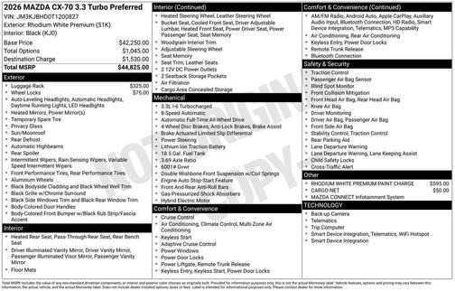 2026 Mazda CX-70 PREFERRED