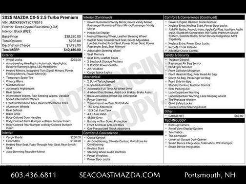 2025 Mazda CX-5 2.5 Turbo Premium Package