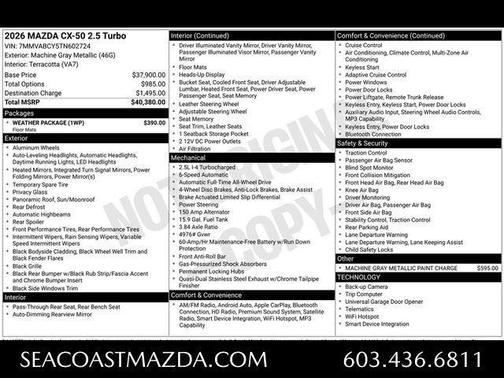 Machine Gray Metallic 2026 Mazda CX-50 2.5 Turbo