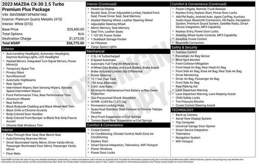 Platinum Quartz Metallic 2023 Mazda CX-30 2.5 Turbo Premium Plus Package