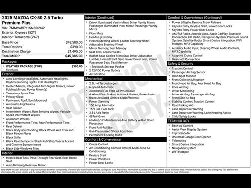 2025 Mazda CX-50 2.5 Turbo Premium Plus Package
