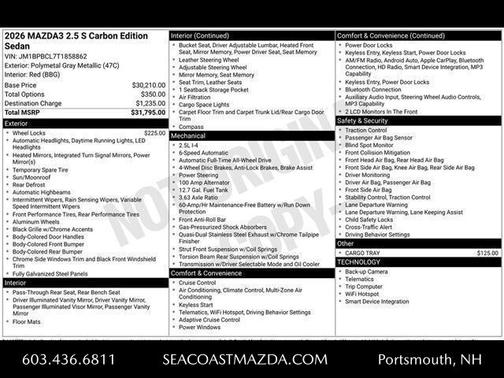 2026 Mazda Mazda3 Carbon Edition