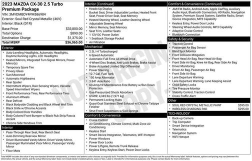 Soul Red Crystal Metallic 2023 Mazda CX-30 2.5 Turbo Premium Package