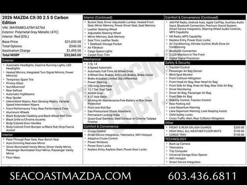 Polymetal Gray Metallic 2026 Mazda CX-30 2.5 S Carbon Edition