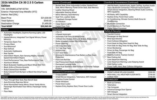 Polymetal Gray Metallic 2026 Mazda CX-30 2.5 S Carbon Edition