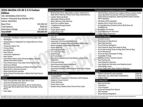 Polymetal Gray Metallic 2026 Mazda CX-30 2.5 S Carbon Edition