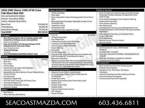 Onyx Black 2026 GMC Sierra 1500 AT4X