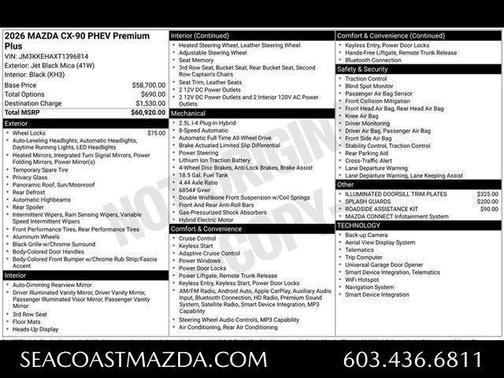 Jet Black Mica 2026 Mazda CX-90 PHEV Premium Plus